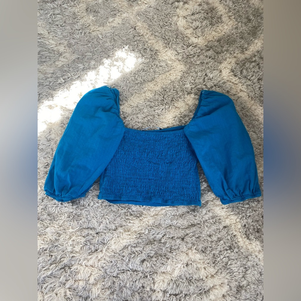 Blue Puffed Top - Size XS - Zara